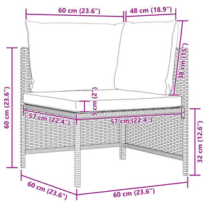 5-tlg. Garten-Sofagarnitur mit Auflagen Grau Poly Rattan