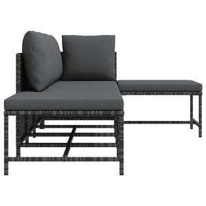 5-tlg. Garten-Sofagarnitur mit Auflagen Grau Poly Rattan