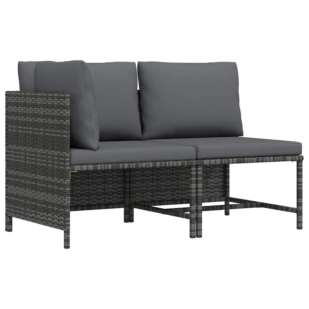 vidaXL 2-Piece Garden Sofa Set with Cushions Poly Rattan Grey