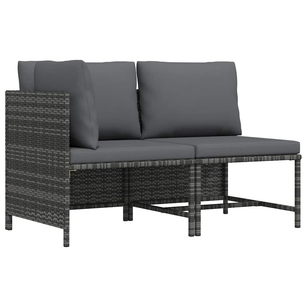 vidaXL 2-Piece Garden Sofa Set with Cushions Poly Rattan Grey