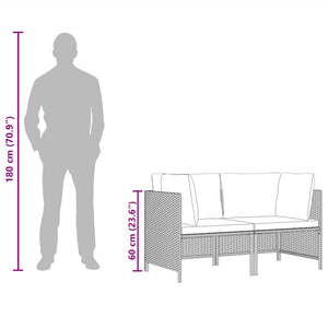 vidaXL 2-Piece Garden Sofa Set with Cushions Poly Rattan Grey