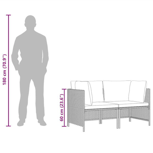 vidaXL 2-Piece Garden Sofa Set with Cushions Poly Rattan Grey