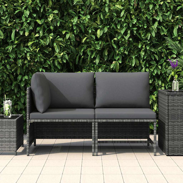 vidaXL 2-Piece Garden Sofa Set with Cushions Poly Rattan Grey