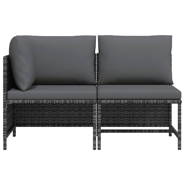 vidaXL 2-Piece Garden Sofa Set with Cushions Poly Rattan Grey