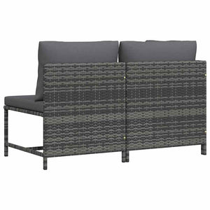 vidaXL 2-Piece Garden Sofa Set with Cushions Poly Rattan Grey