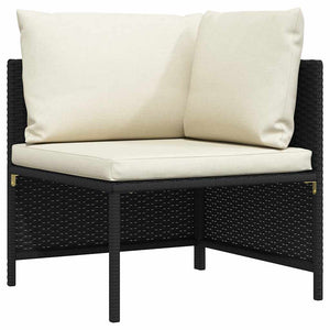 Modular-Ecksofa mit Kissen Schwarz Poly Rattan