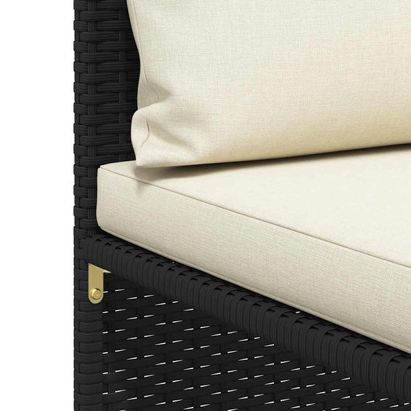 Modular-Ecksofa mit Kissen Schwarz Poly Rattan