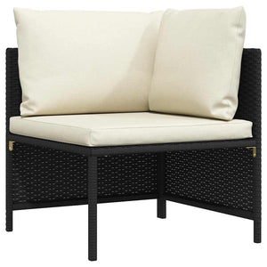 3-Sitzer-Gartensofa mit Auflagen Schwarz Poly Rattan