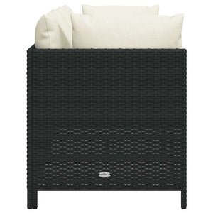 3-Sitzer-Gartensofa mit Auflagen Schwarz Poly Rattan