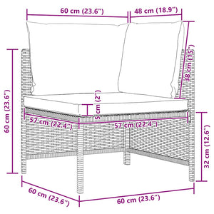 4-Sitzer-Gartensofa mit Auflagen Schwarz Poly Rattan