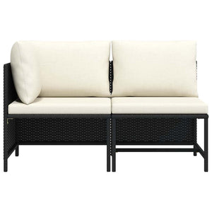 2-tlg. Garten-Sofagarnitur mit Auflagen Schwarz Poly Rattan