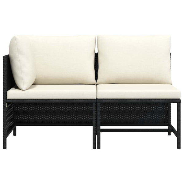 2-tlg. Garten-Sofagarnitur mit Auflagen Schwarz Poly Rattan