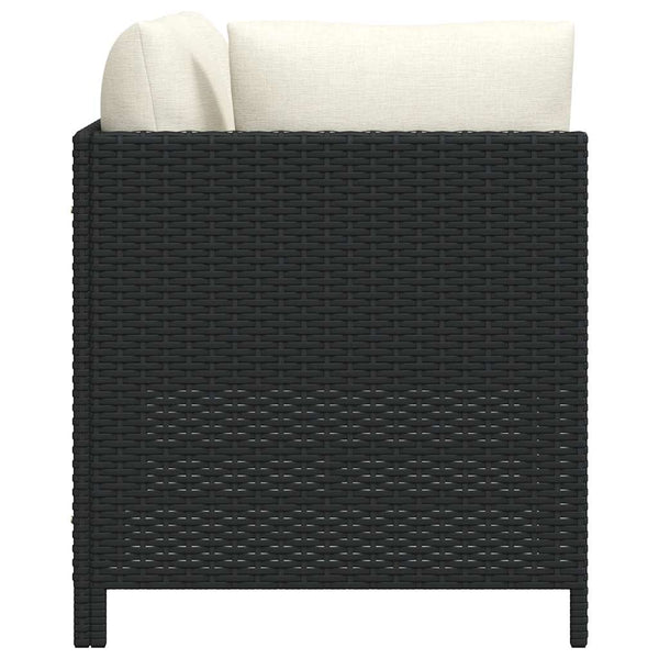 2-tlg. Garten-Sofagarnitur mit Auflagen Schwarz Poly Rattan