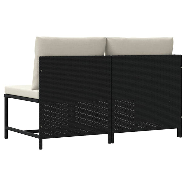 2-tlg. Garten-Sofagarnitur mit Auflagen Schwarz Poly Rattan