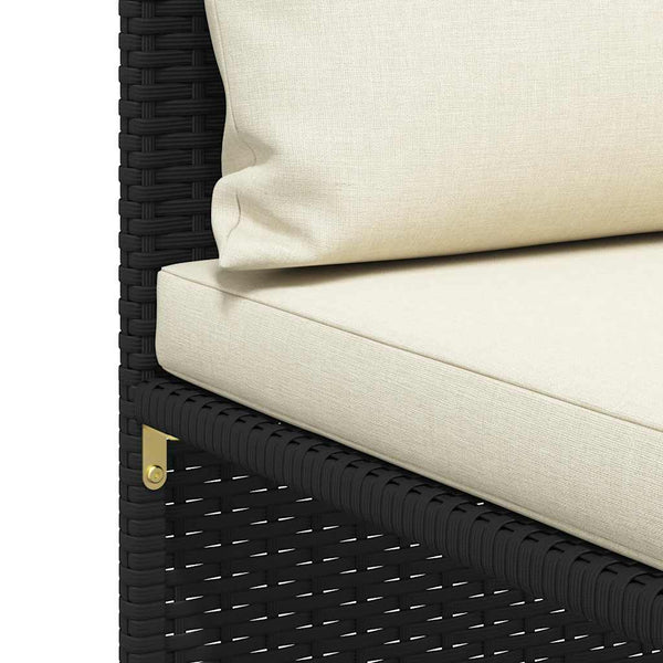 2-tlg. Garten-Sofagarnitur mit Auflagen Schwarz Poly Rattan