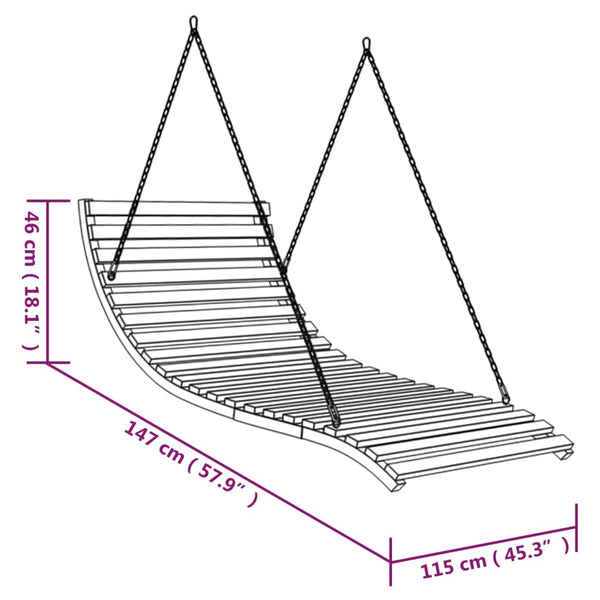 vidaXL Bed Swing Bentwood Solid with Teak Finish 115x147x46 cm