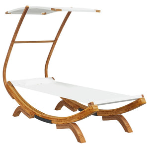 vidaXL Sun Lounger with Roof 100x190x134 cm Bentwood Solid Cream