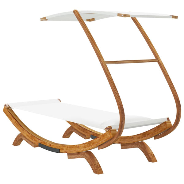 vidaXL Sun Lounger with Roof 100x190x134 cm Bentwood Solid Cream
