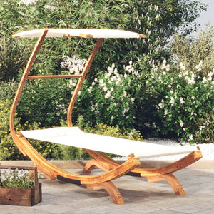 vidaXL Sun Lounger with Roof 100x190x134 cm Bentwood Solid Cream