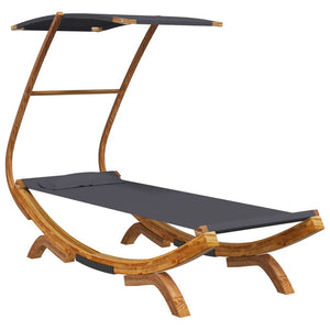vidaXL Sun Lounger with Roof 100x190x134 cm Bentwood Solid Anthracite