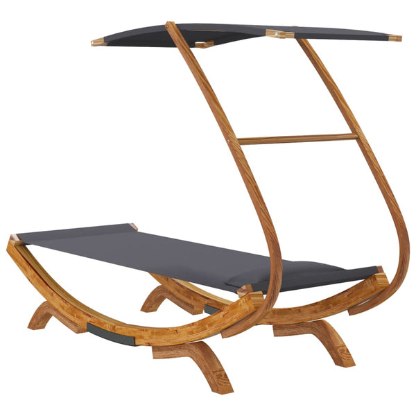 vidaXL Sun Lounger with Roof 100x190x134 cm Bentwood Solid Anthracite