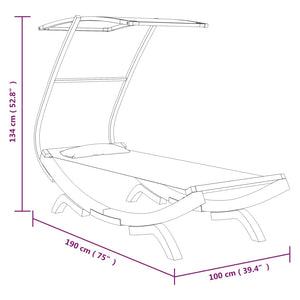 vidaXL Sun Lounger with Roof 100x190x134 cm Bentwood Solid Anthracite