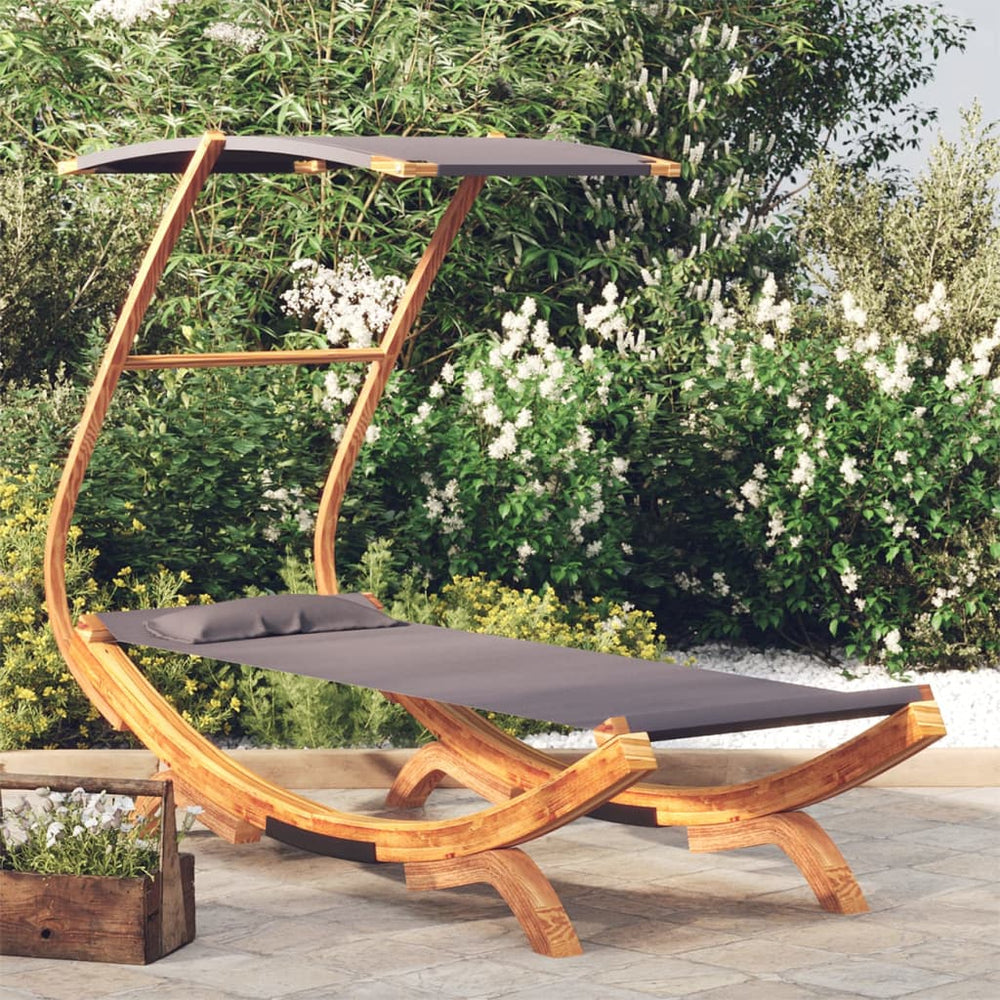 vidaXL Sun Lounger with Roof 100x190x134 cm Bentwood Solid Anthracite
