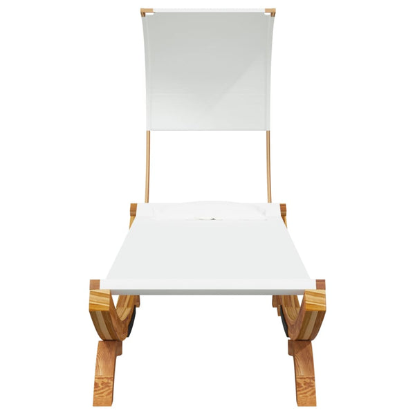vidaXL Sun Lounger with Canopy 100x200x126 cm Solid Bentwood Cream