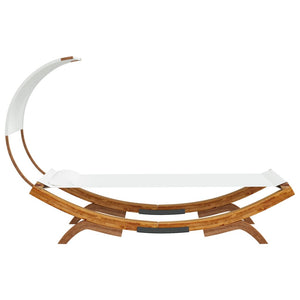 vidaXL Sun Lounger with Canopy 100x200x126 cm Solid Bentwood Cream