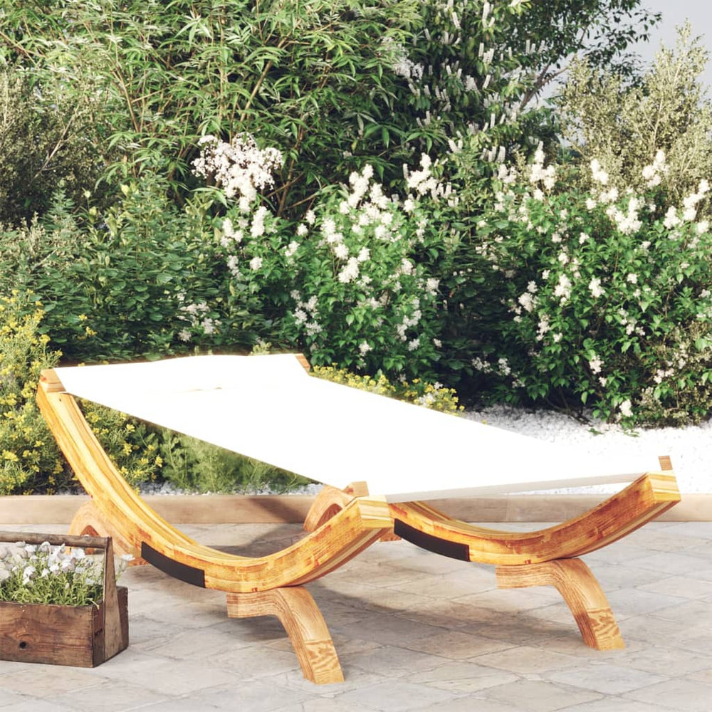 vidaXL Sun Lounger 100x188.5x44 cm Solid Bentwood Cream