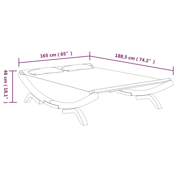vidaXL Sun Lounger 165x188.5x46 cm Bentwood Solid Cream