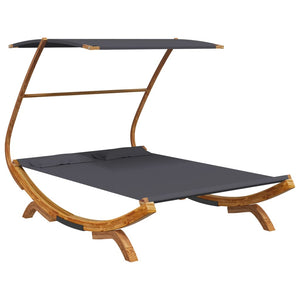vidaXL Sun Lounger with Roof 165x203x138 cm Solid Bent Wood Anthracite