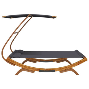 vidaXL Sun Lounger with Roof 165x203x138 cm Solid Bent Wood Anthracite