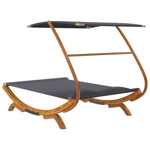 vidaXL Sun Lounger with Roof 165x203x138 cm Solid Bent Wood Anthracite