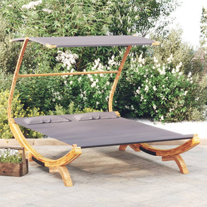 vidaXL Sun Lounger with Roof 165x203x138 cm Solid Bent Wood Anthracite