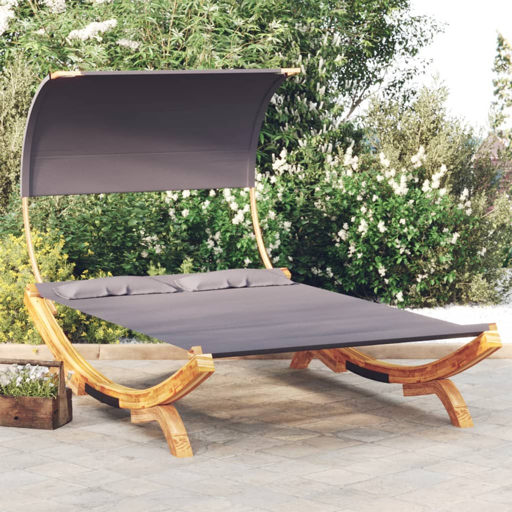 vidaXL Sun Lounger with Roof 165x203x126 cm Solid Bentwood Anthracite