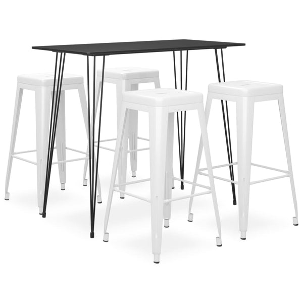 vidaXL 5-piece Bar Set Black and White