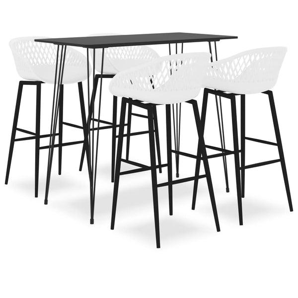 vidaXL 5-piece Bar Set Black and White