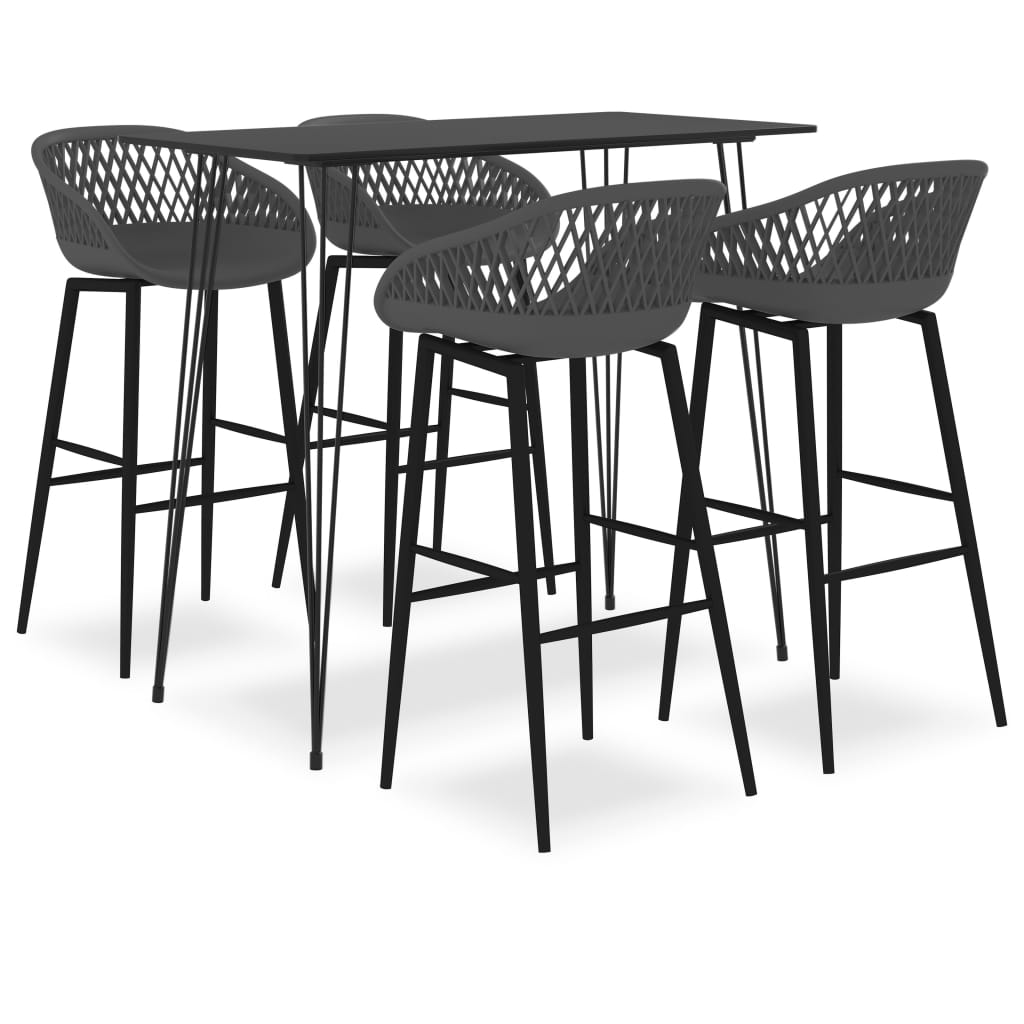 vidaXL 5-Piece Bar Set Black and Grey