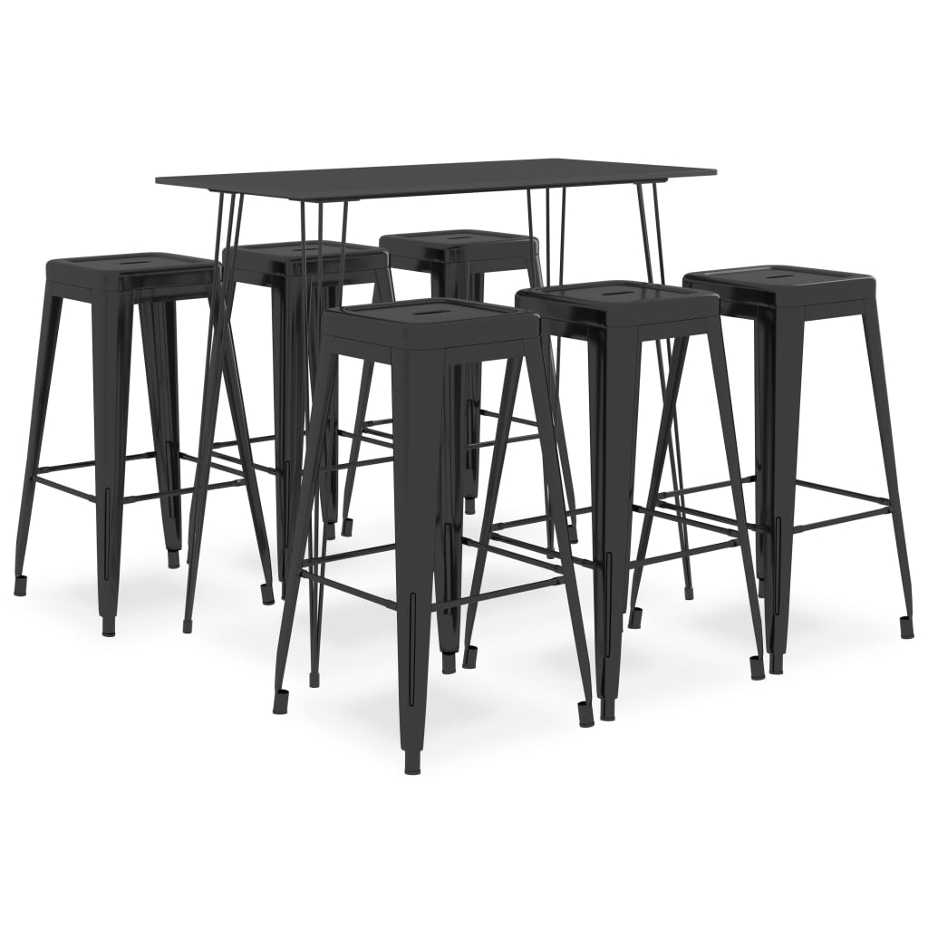 vidaXL 7-Piece Bar Set Black