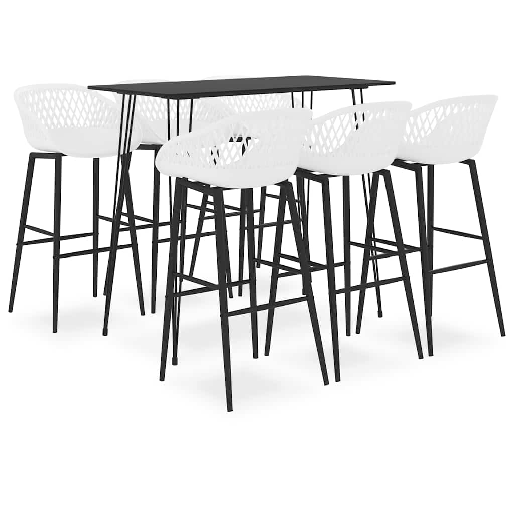 vidaXL 7-Piece Bar Set Black and White