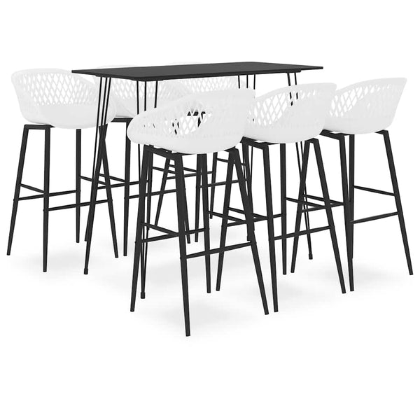 vidaXL 7-Piece Bar Set Black and White