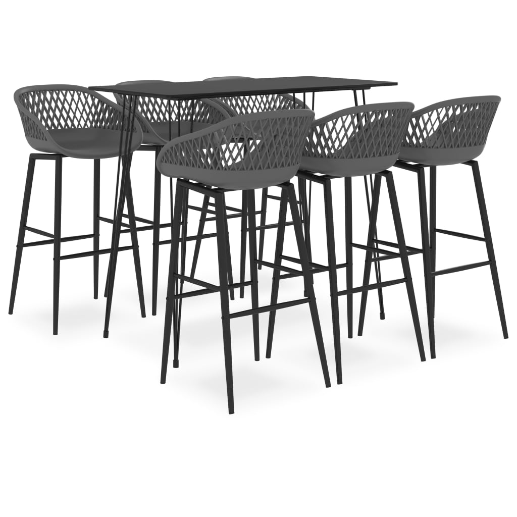 vidaXL 7-Piece Bar Set Black and Gray