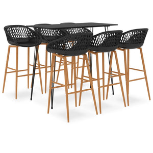 vidaXL 7-Piece Bar Set Black