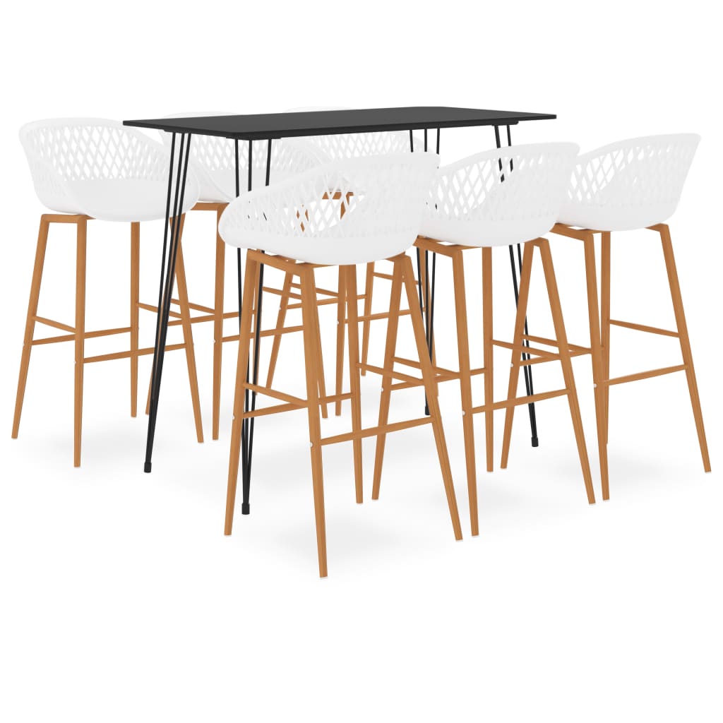 vidaXL 7-Piece Bar Set Black and White