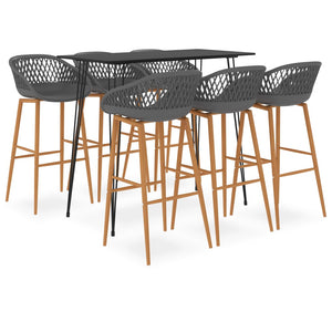 vidaXL 7-Piece Bar Set Black and Gray