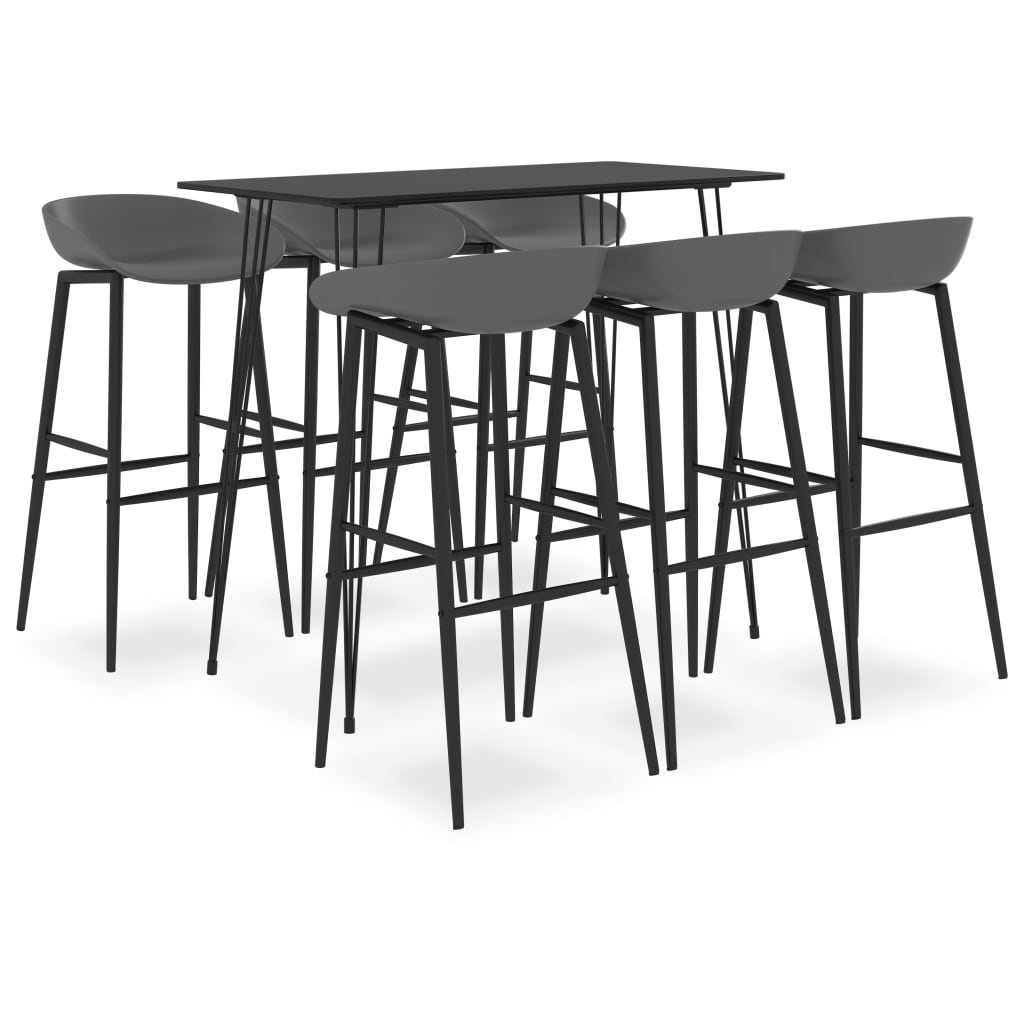 vidaXL 7-Piece Bar Set Black and Gray