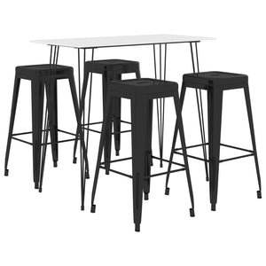 vidaXL 5-piece Bar Set White and Black