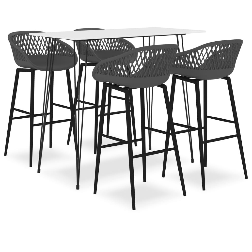 vidaXL 5-Piece Bar Set White and Grey