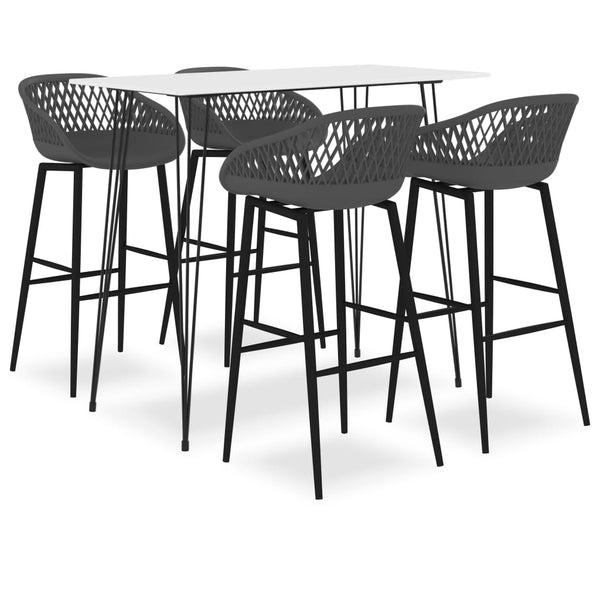 vidaXL 5-Piece Bar Set White and Grey